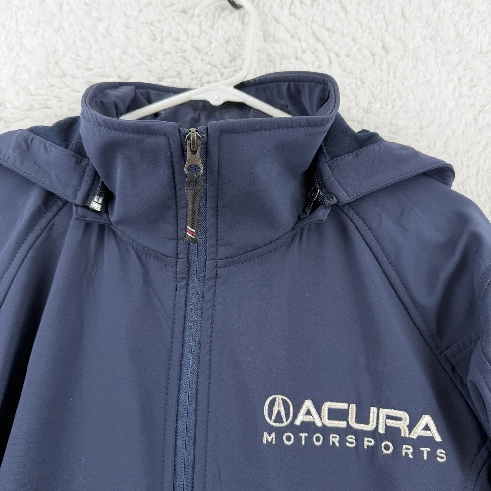 Acura Motorsports Jacket Mens Small Blue Hooded Softshell NSX Gridsport Apparel